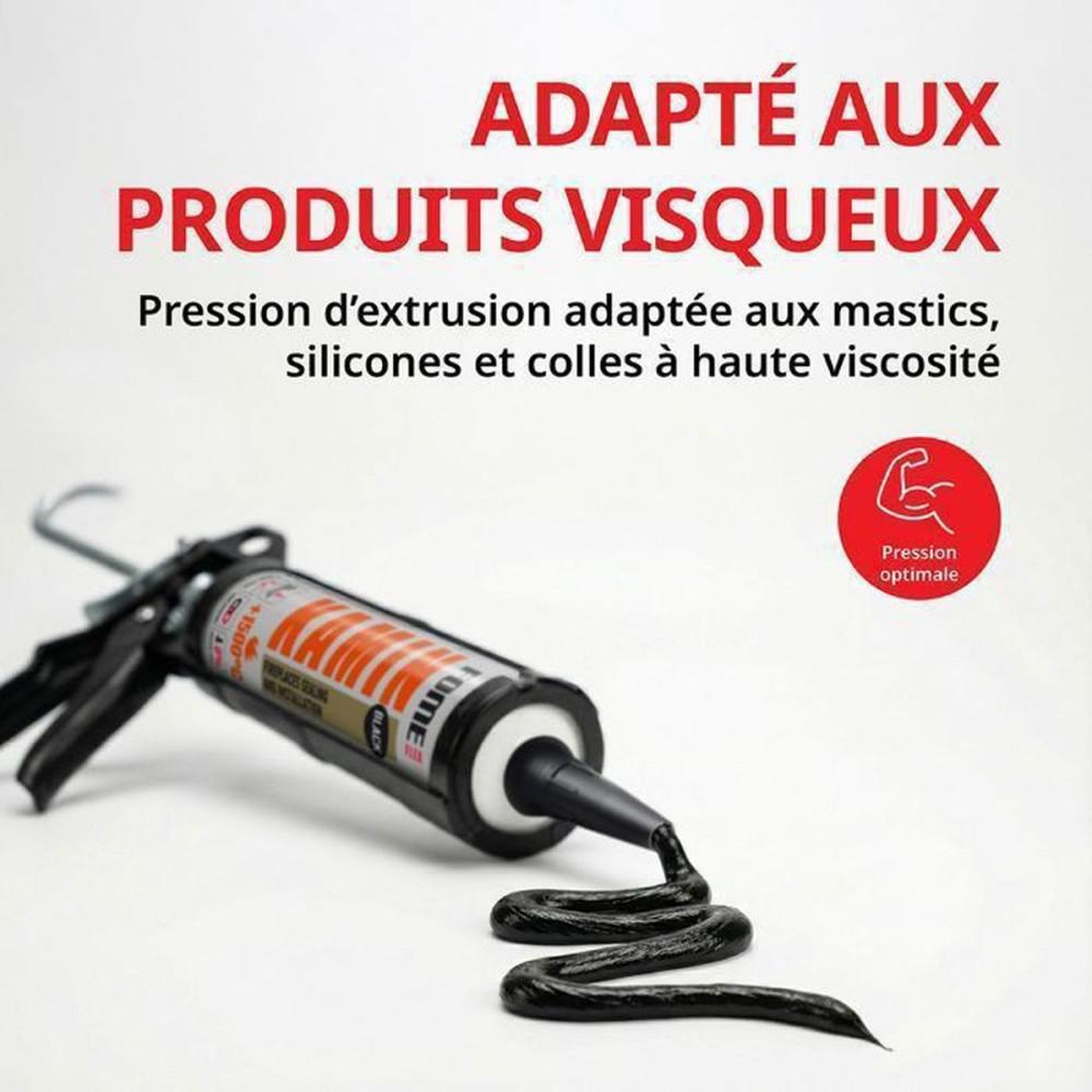Voir la diapositive 6 : pistolet à cartouche manuel noir 310 ml Ø 50 mm 2000 N pour mastics et colles