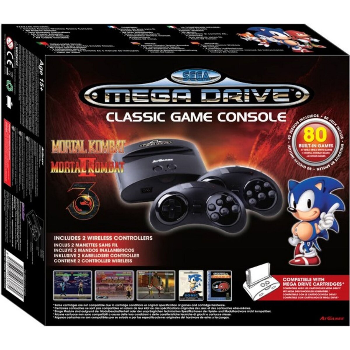 Console Sega Megadrive Classic sans fil + 80 Jeux + Port Cartouche