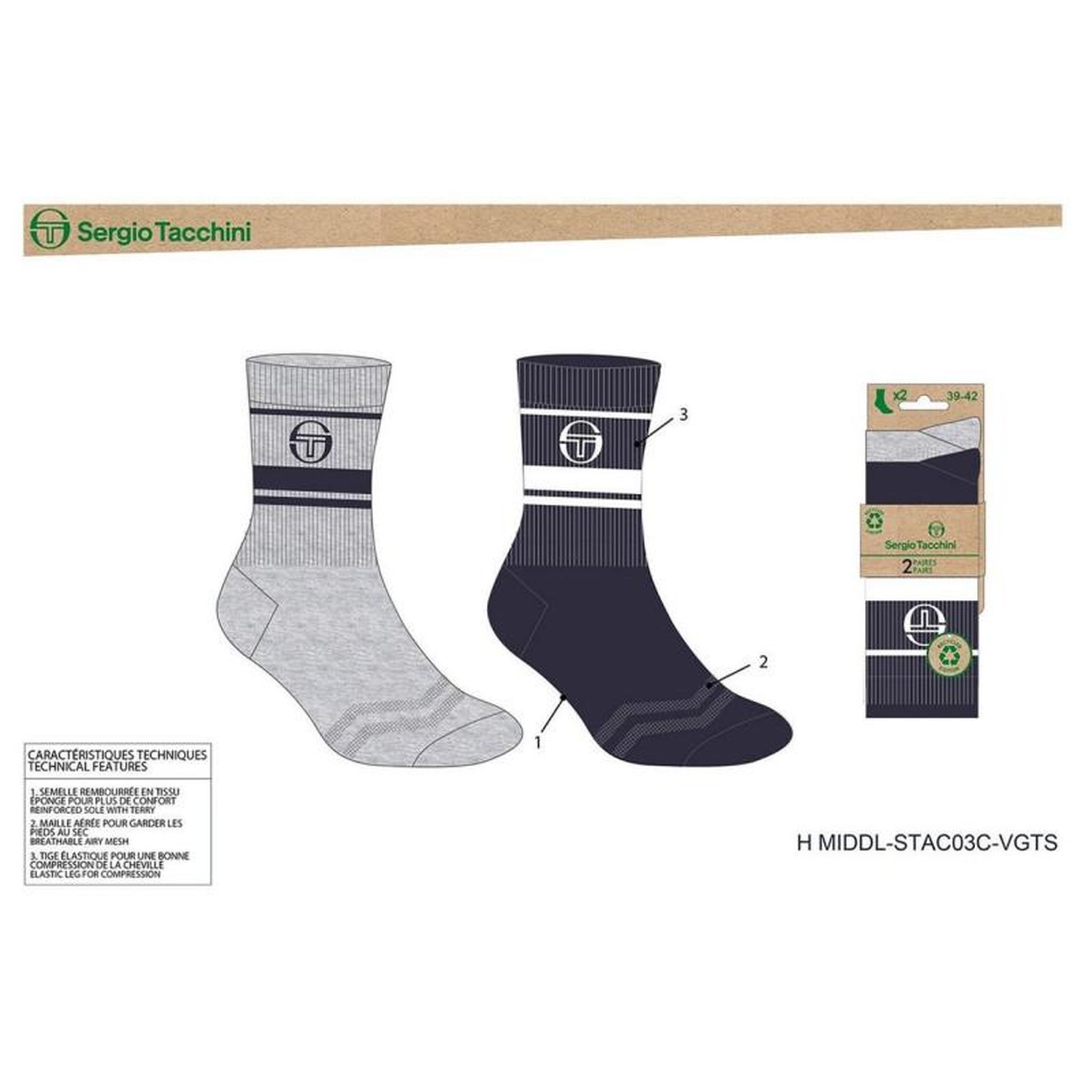 Voir la diapositive 4 : SERGIO TACCHINI Chaussettes TENNIS SERGIO TACCHINI Lot de 4 Paires