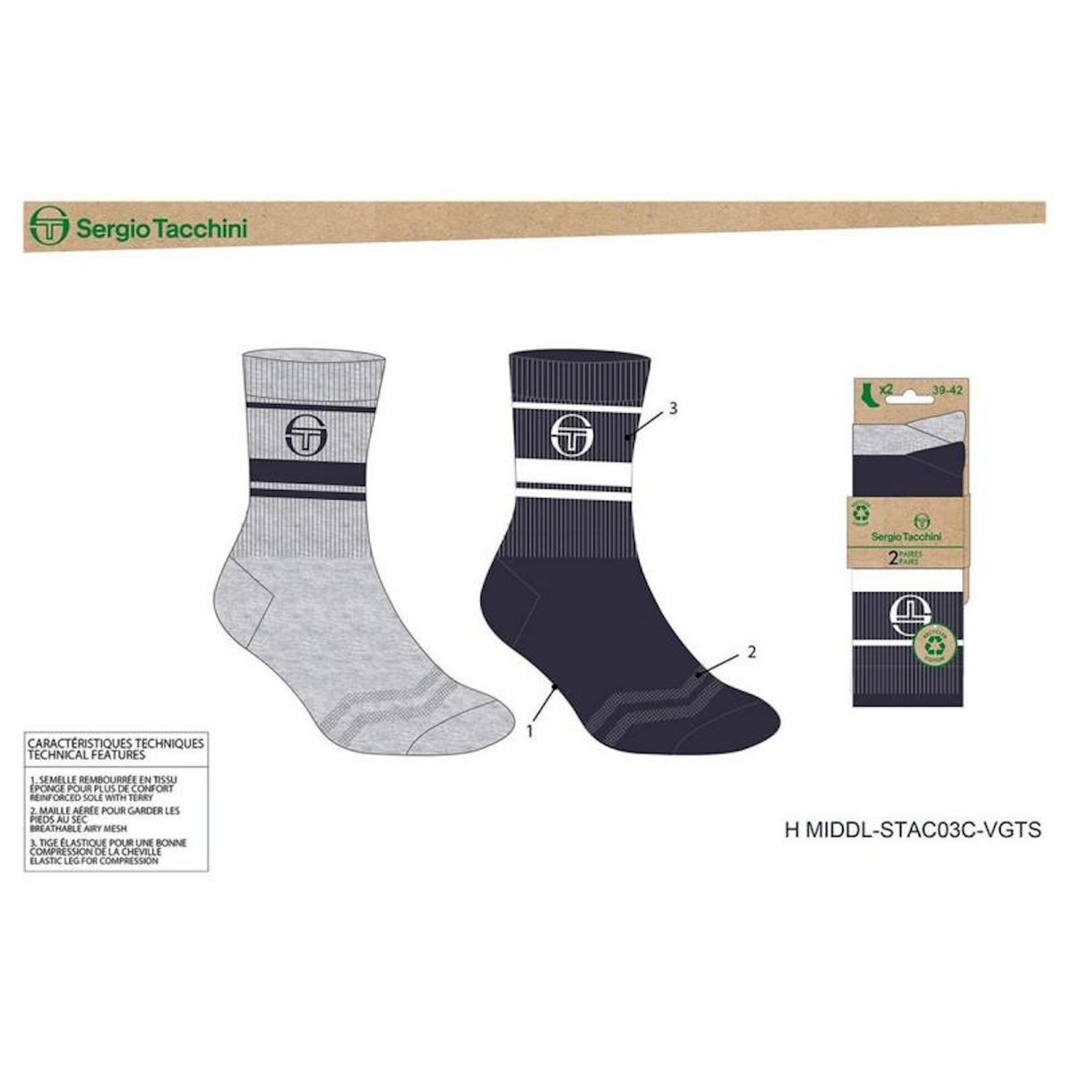 SERGIO TACCHINI Chaussettes TENNIS SERGIO TACCHINI Lot de 4 Paires