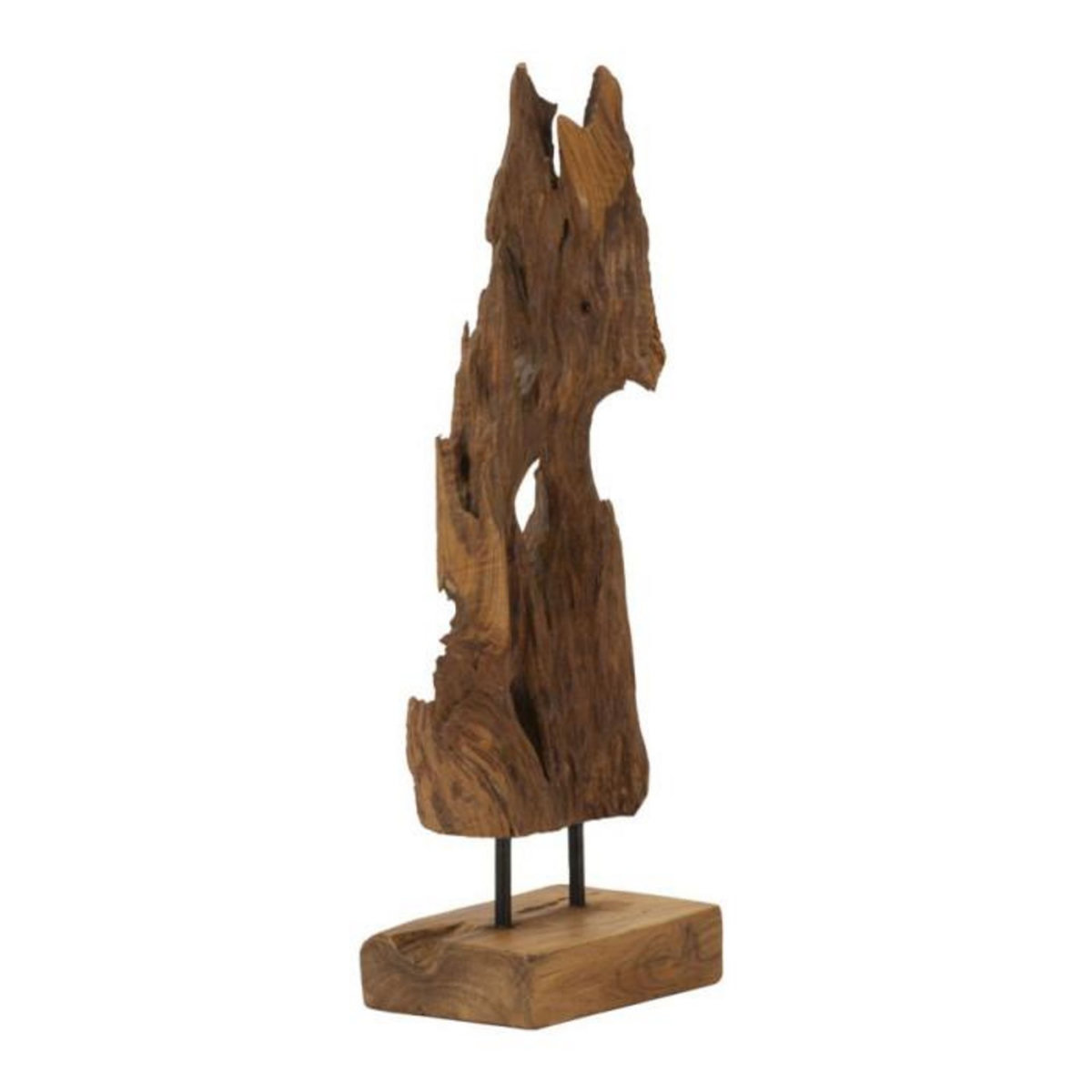 Paris Prix Objet Déco Tronc d'Arbre en Teck  Akars  55cm Naturel