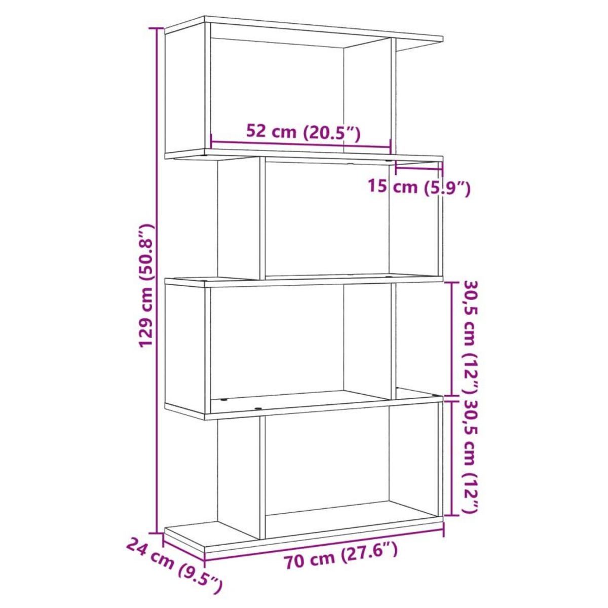 VIDAXL Etagere separatrice de piece a 4 niveaux blanc bois ingenierie