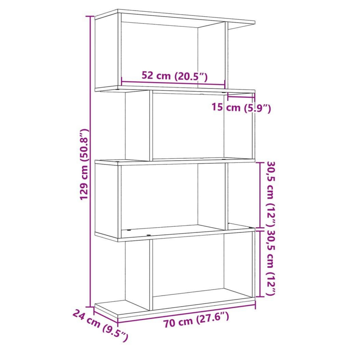 VIDAXL Etagere separatrice de piece a 4 niveaux blanc bois ingenierie