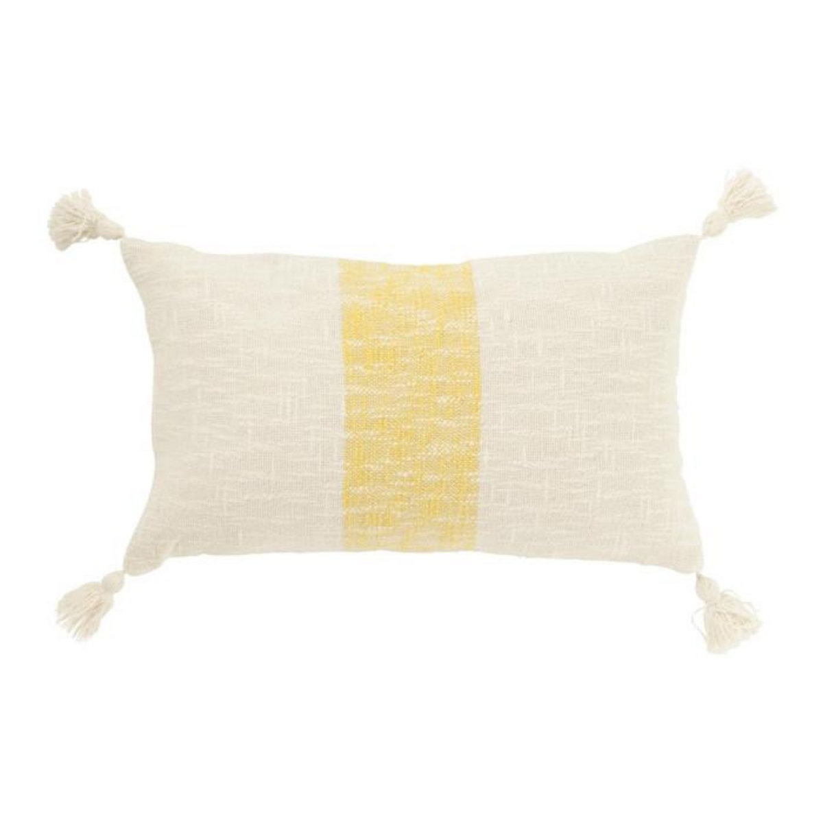 Paris Prix Coussin Déco Ligne  Polly  30x50cm Blanc & Jaune