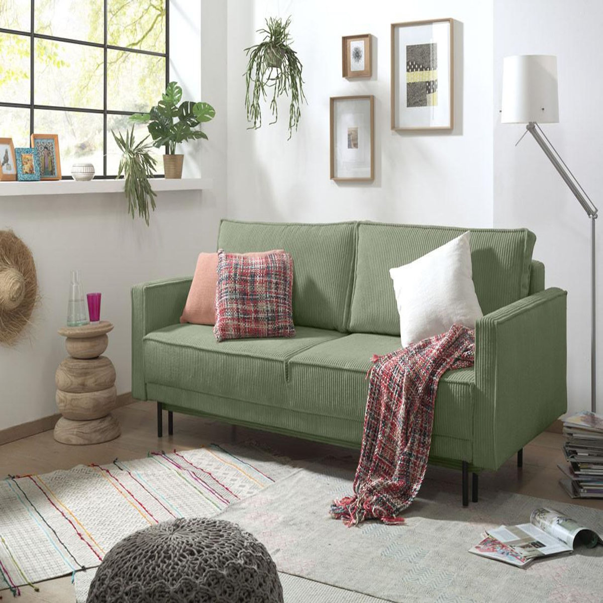 LISA DESIGN Charlie - canapé 3 places convertible avec coffre - en velours côtelé