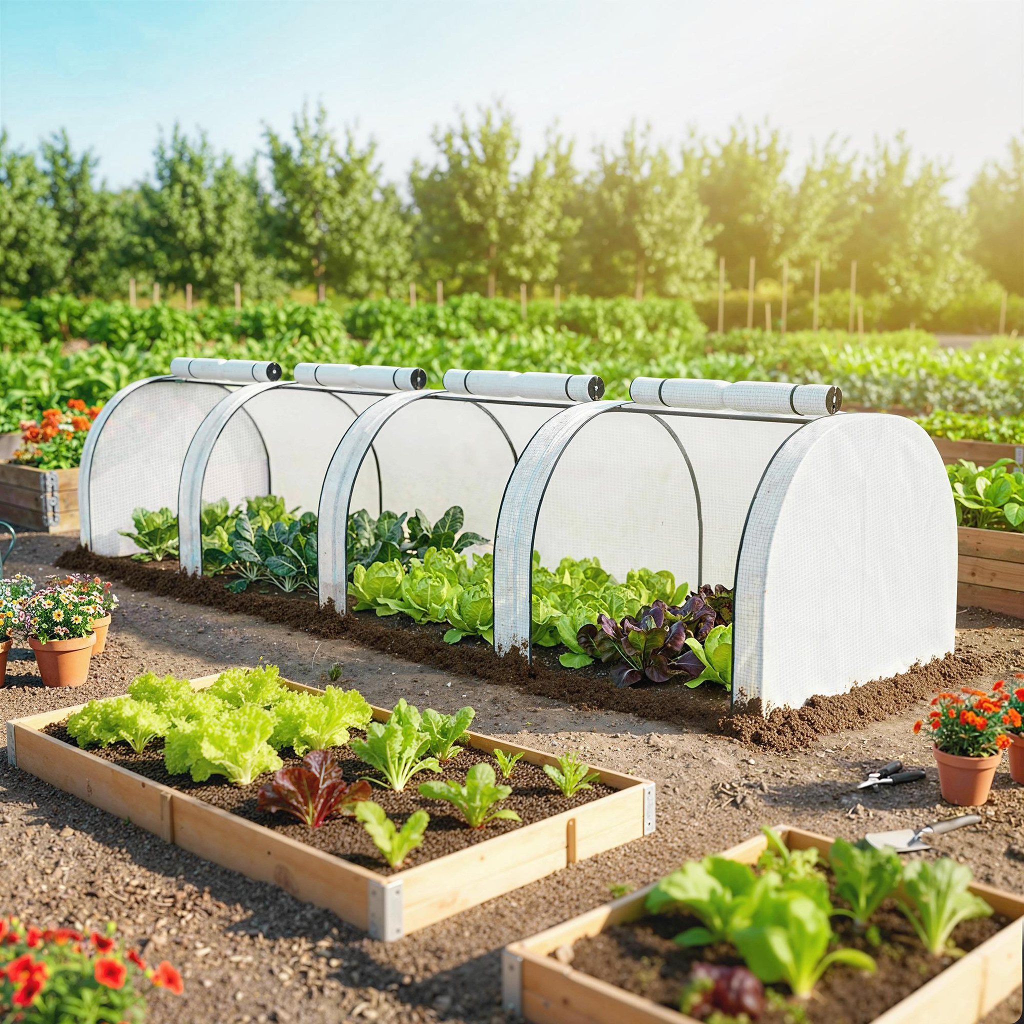 Voir la diapositive 6 : OUTSUNNY Mini serre de jardin serre à tomates 4 x 1 x 0,8 m 4 portes zippées