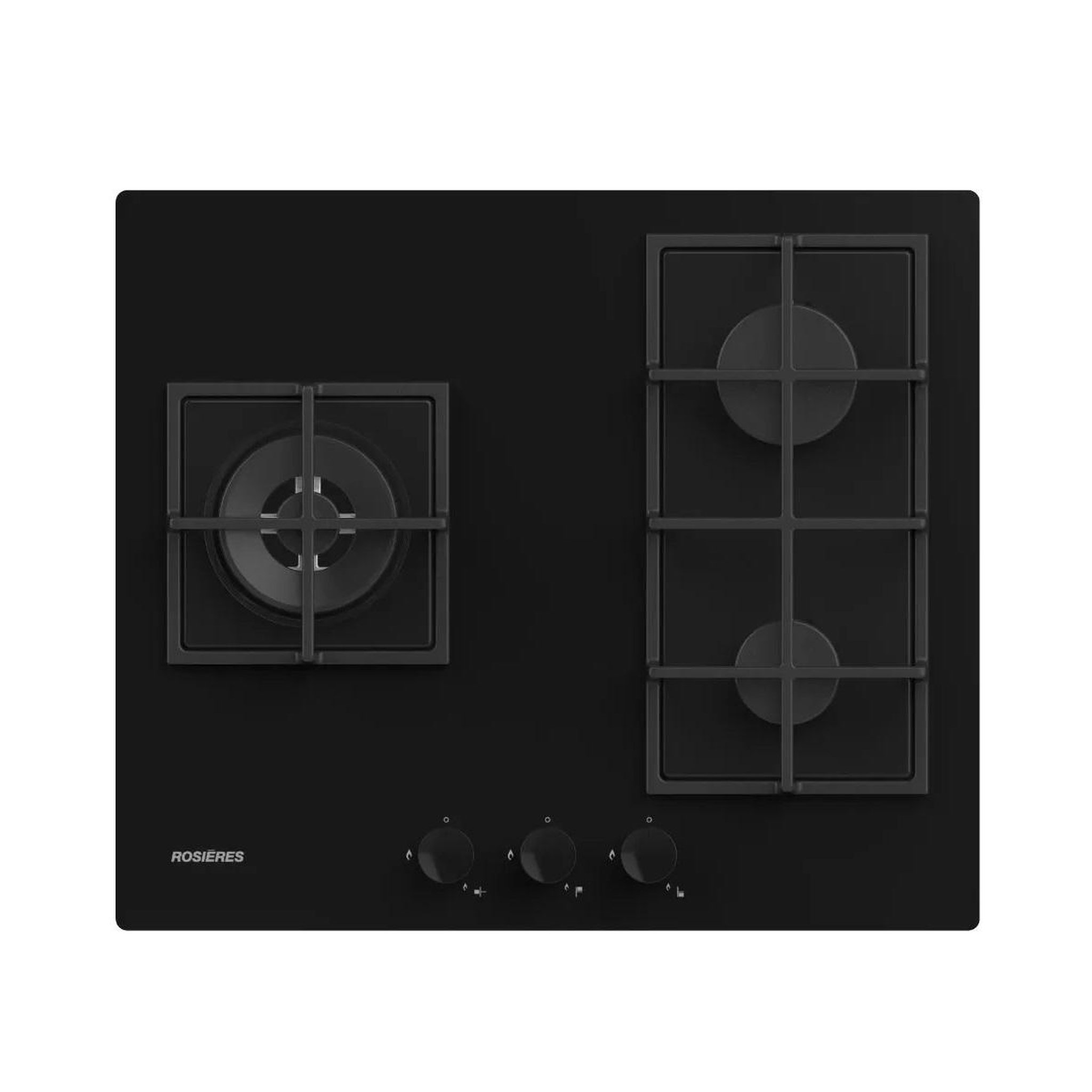 Rosieres Table de cuisson gaz 60cm 3 feux noir - rvg63b4mbb/1