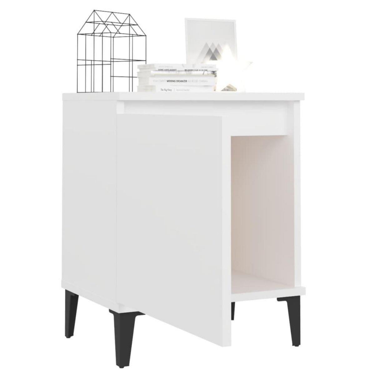 VIDAXL Tables de chevet avec pieds en metal blanc 40x30x50 cm