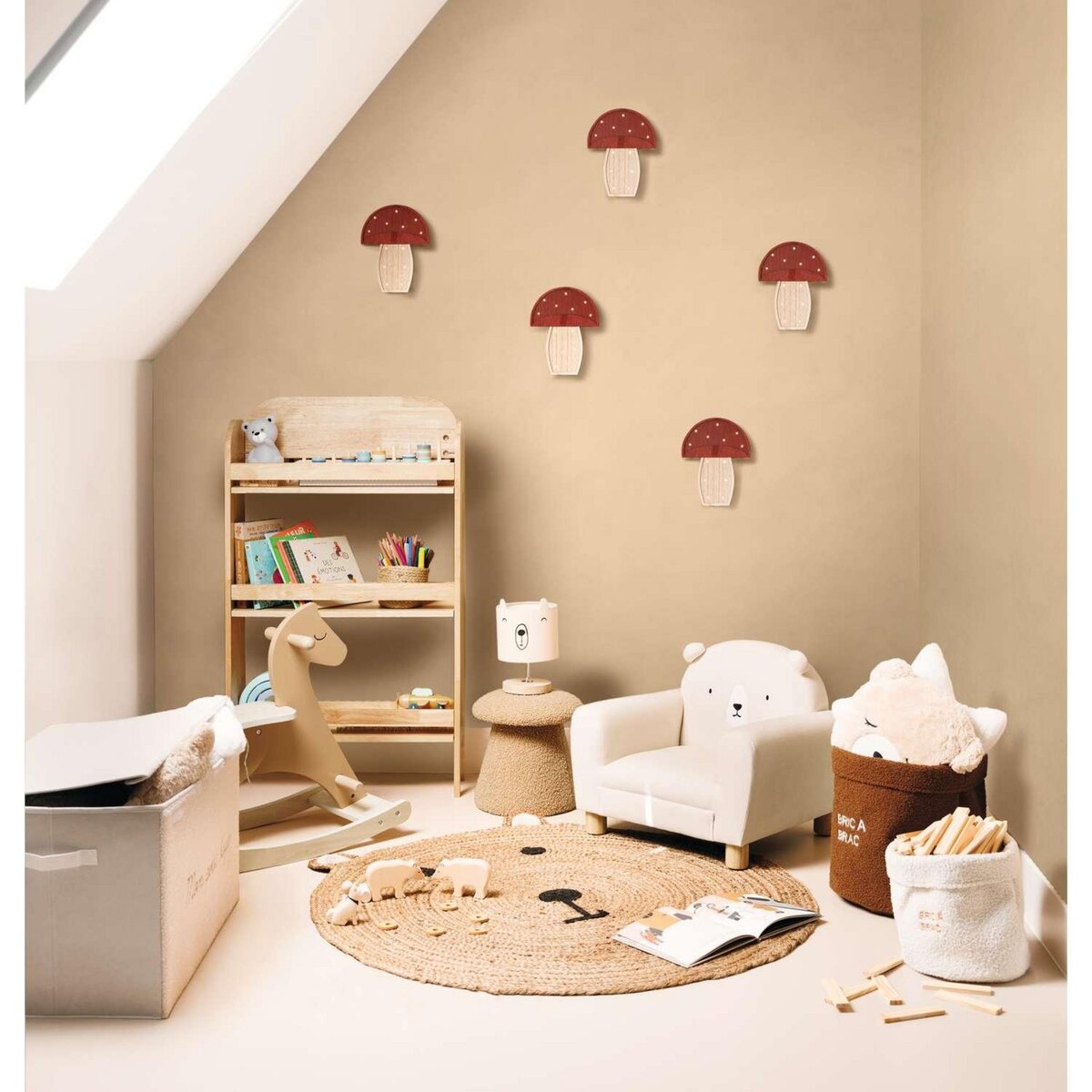 ATMOSPHERA Lampe à suspendre CHAMPIGNON - H. 23 cm - Rouge et beige