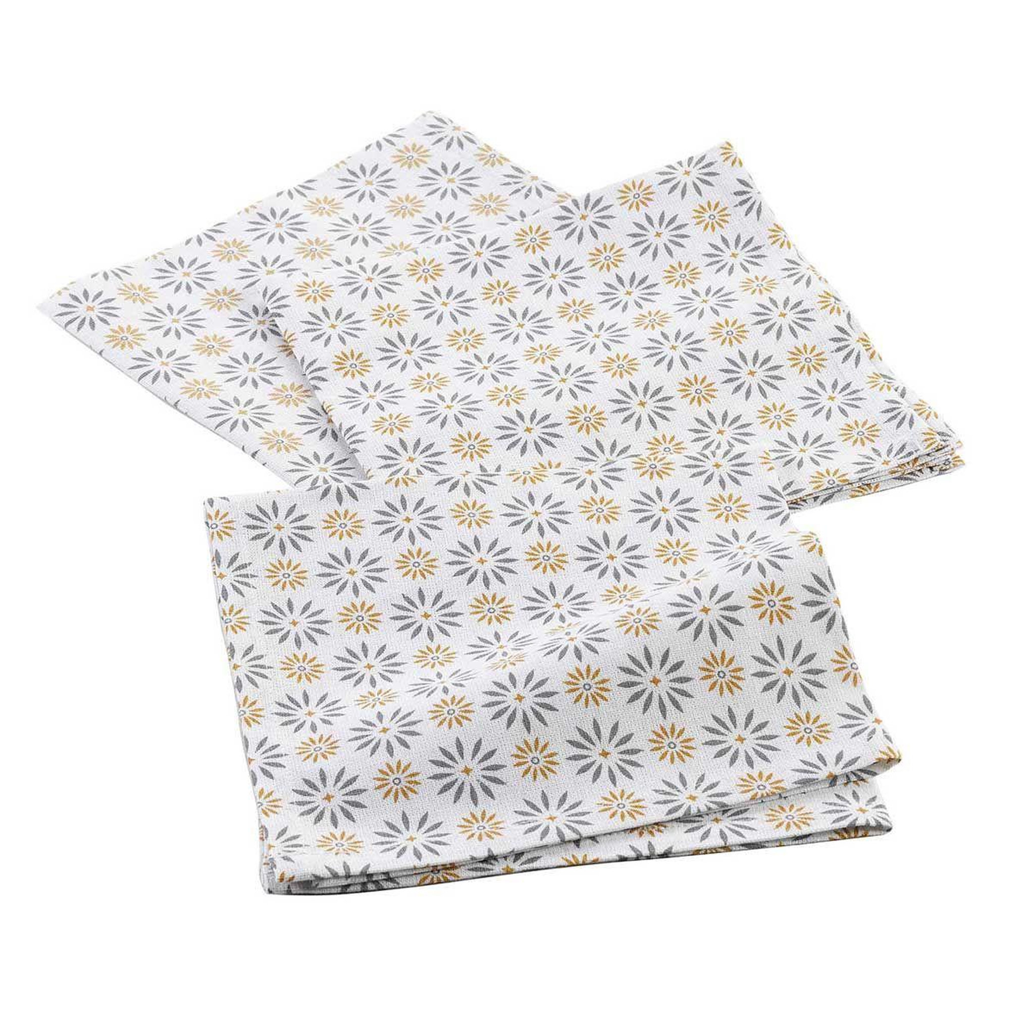 Douceur d'Intérieur Lot de 3 serviettes de table  floreor  40x40cm gris