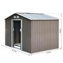 Voir la diapositive 3 : OUTSUNNY Abri de jardin - remise pour outils - cabanon double porte coulissante - fondation incluse - dim. 277L x 191l x 192H cm - tôle d'acier ondulée grise