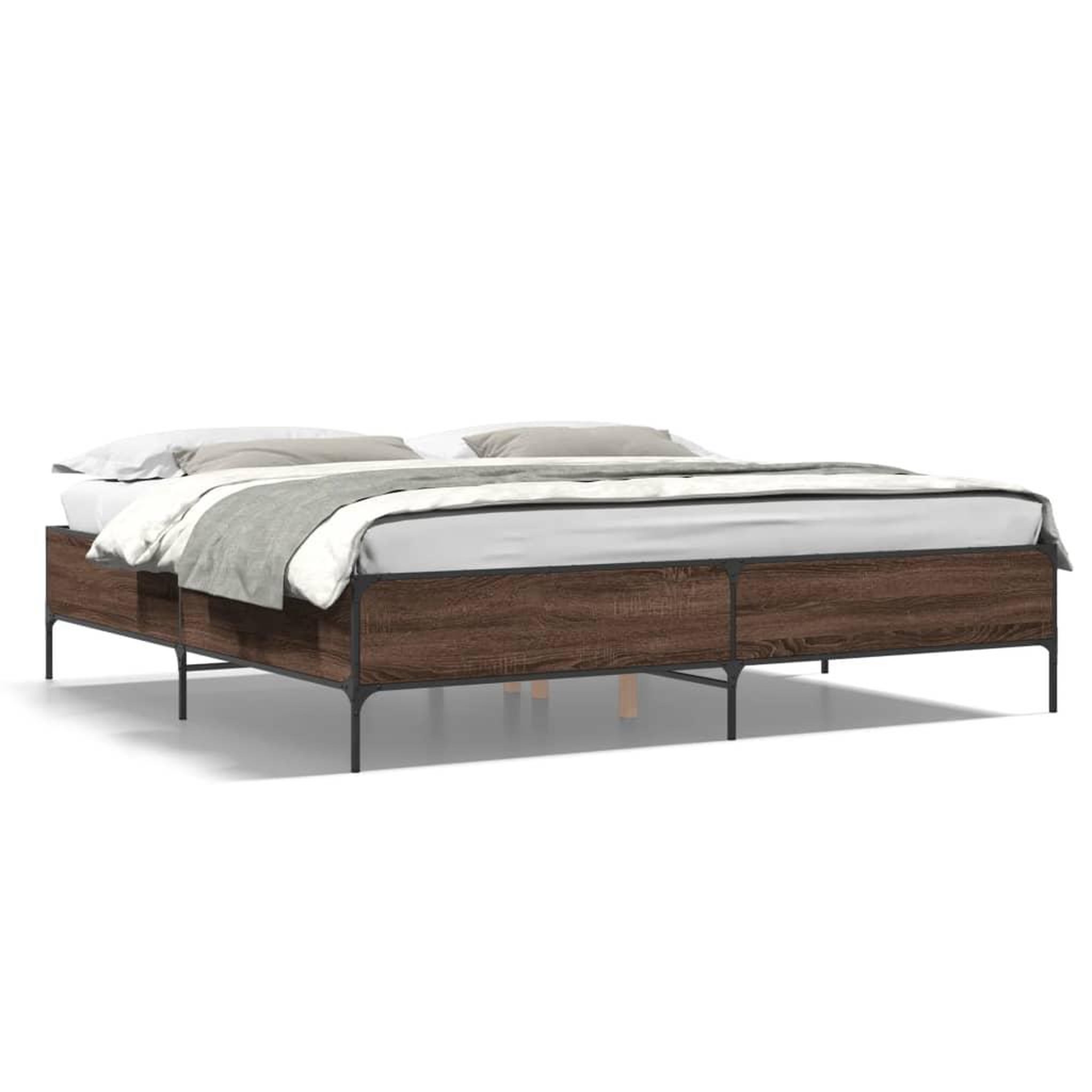 Voir la diapositive 2 : VIDAXL Cadre de lit sans matelas chene marron 200x200 cm