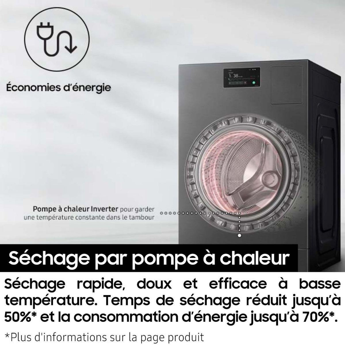 Samsung Lave linge séchant hublot WD18DB8995BZT2 Bespoke AI Combo