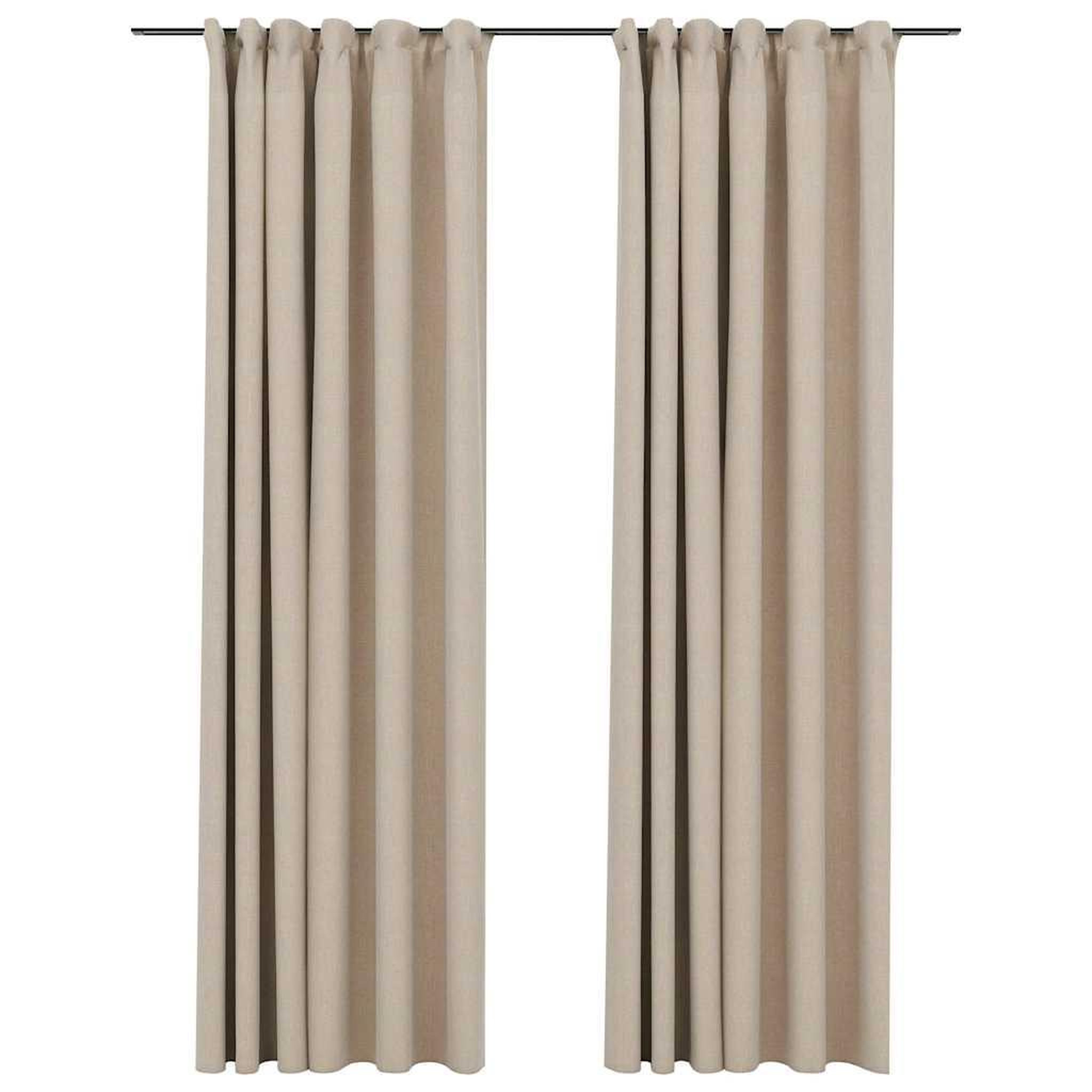 Voir la diapositive 2 : VIDAXL Rideaux occultants aspect lin et crochets 2 pcs Beige 140x245cm