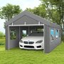 Voir la diapositive 2 : OUTSUNNY Tente garage carport dim. 6L x 2,95l x 2,78H m acier galvanisé PE haute densité 2 portes 6 fenêtres gris