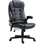 HOMCOM Fauteuil de bureau direction pivotant massant chauffant électrique revêtement synthétique noir