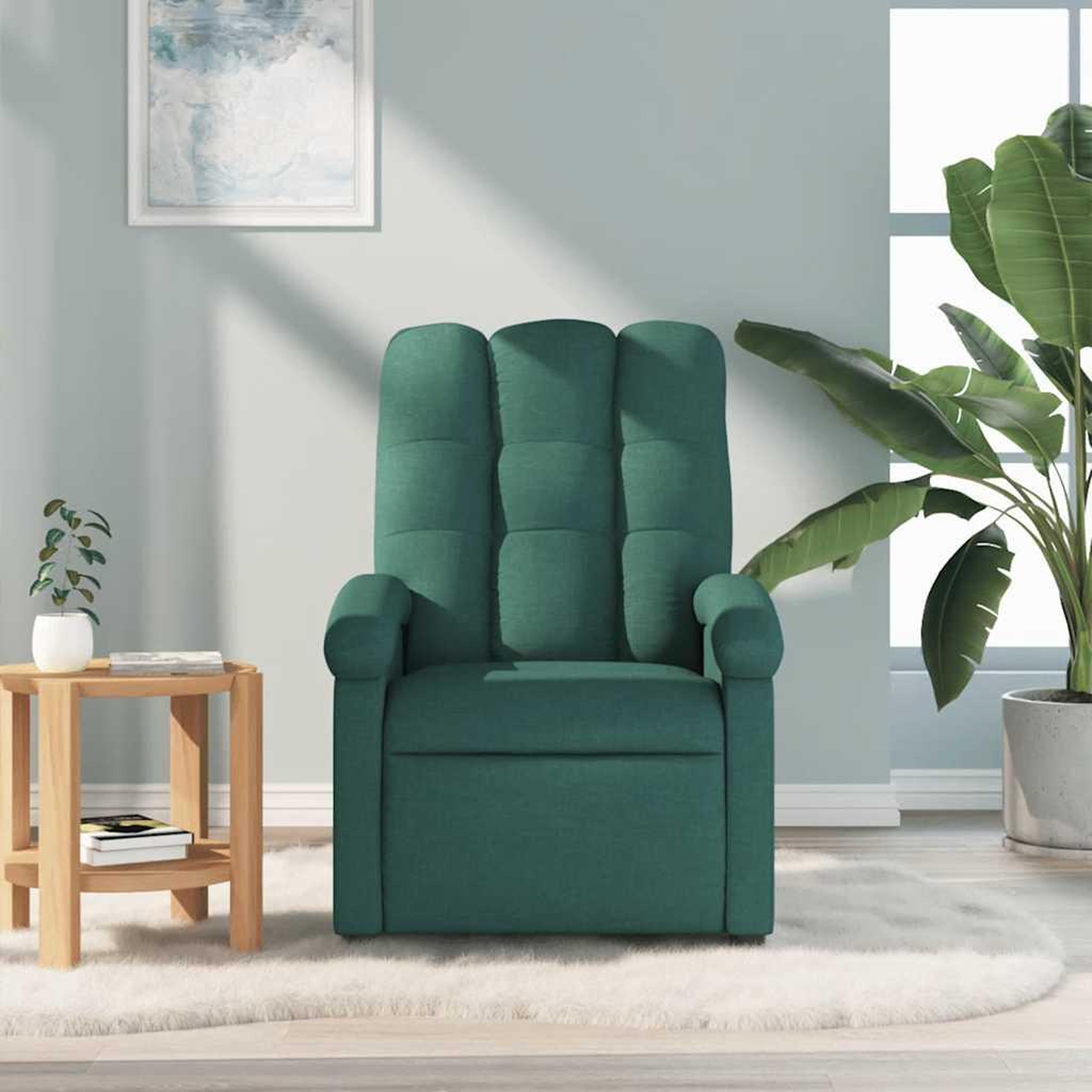 Voir la diapositive 3 : VIDAXL Fauteuil de massage inclinable Vert fonce Tissu