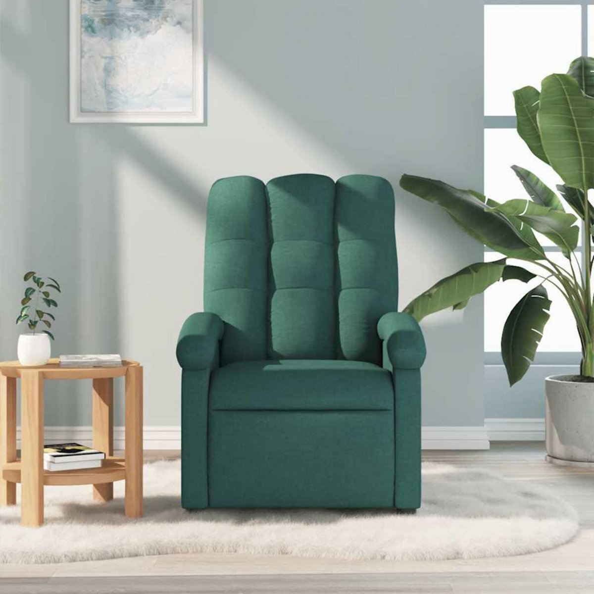 VIDAXL Fauteuil de massage inclinable Vert fonce Tissu