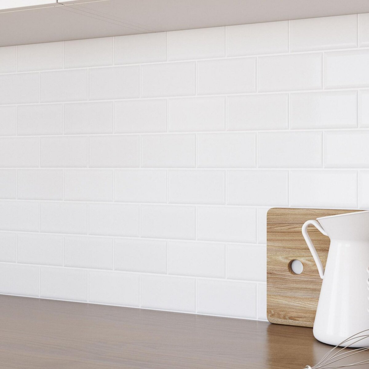 ID MARKET Crédence adhésive murale effet carrelage métro blanc 10 pcs 30x30 cm