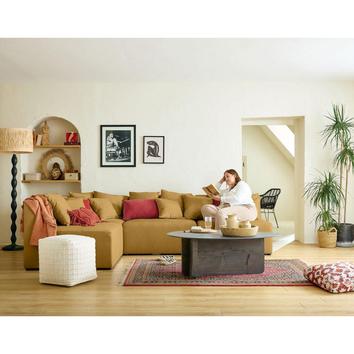 LISA DESIGN Amalfi - canapé modulable d'angle réversible - 4 places - en tissu