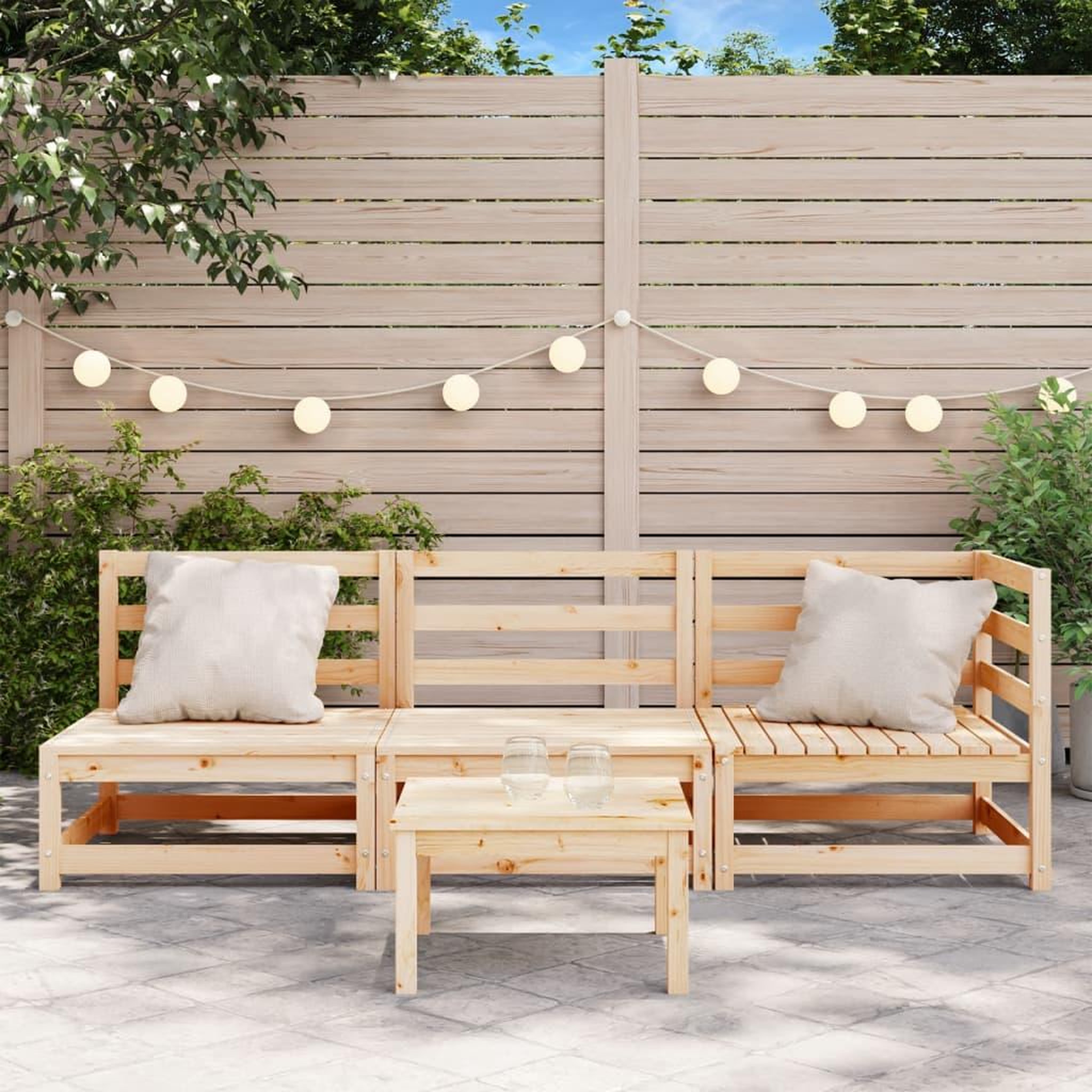 Voir la diapositive 3 : VIDAXL Canape de jardin 3 places bois de pin massif