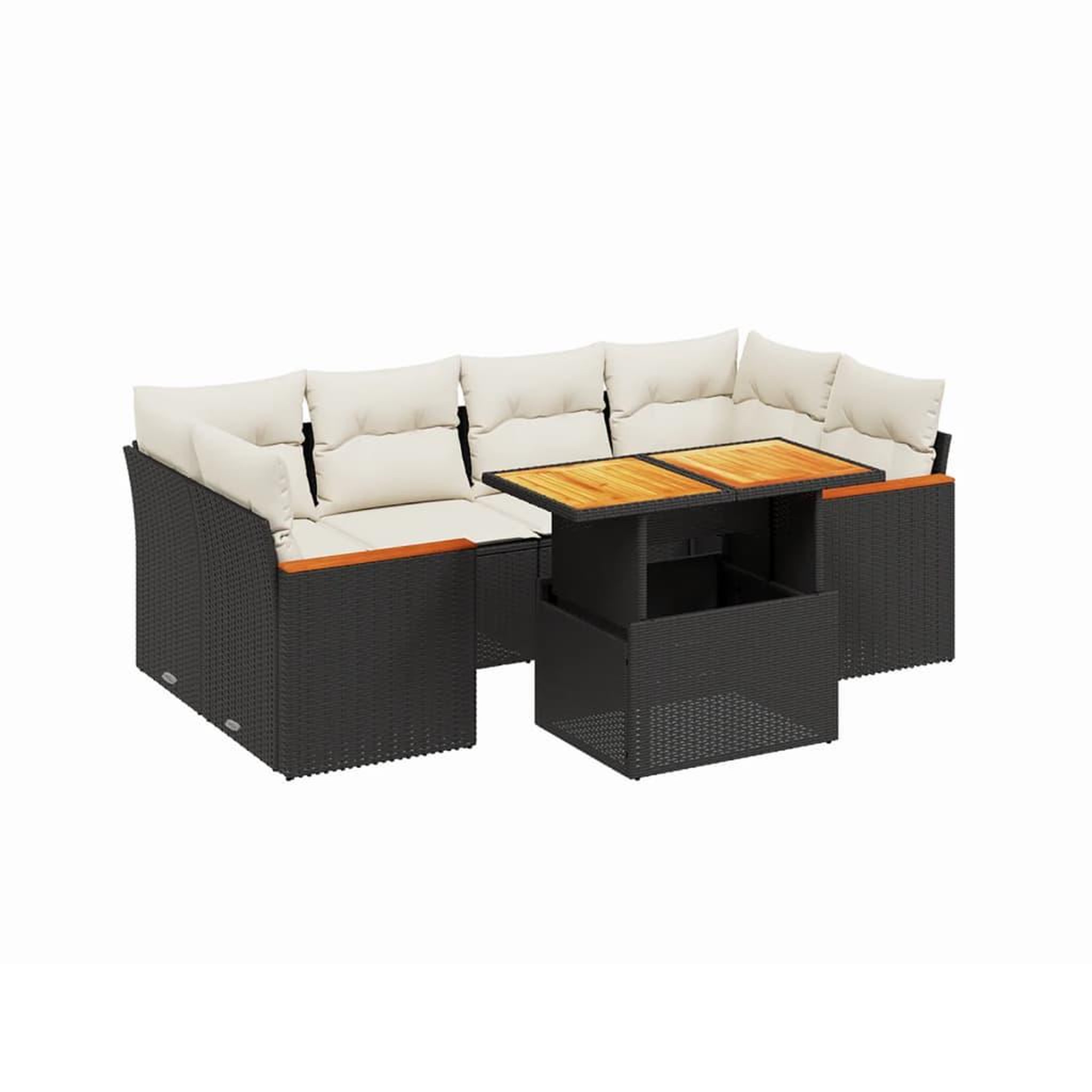 Voir la diapositive 2 : VIDAXL Salon de jardin 7 pcs avec coussins noir resine tressee