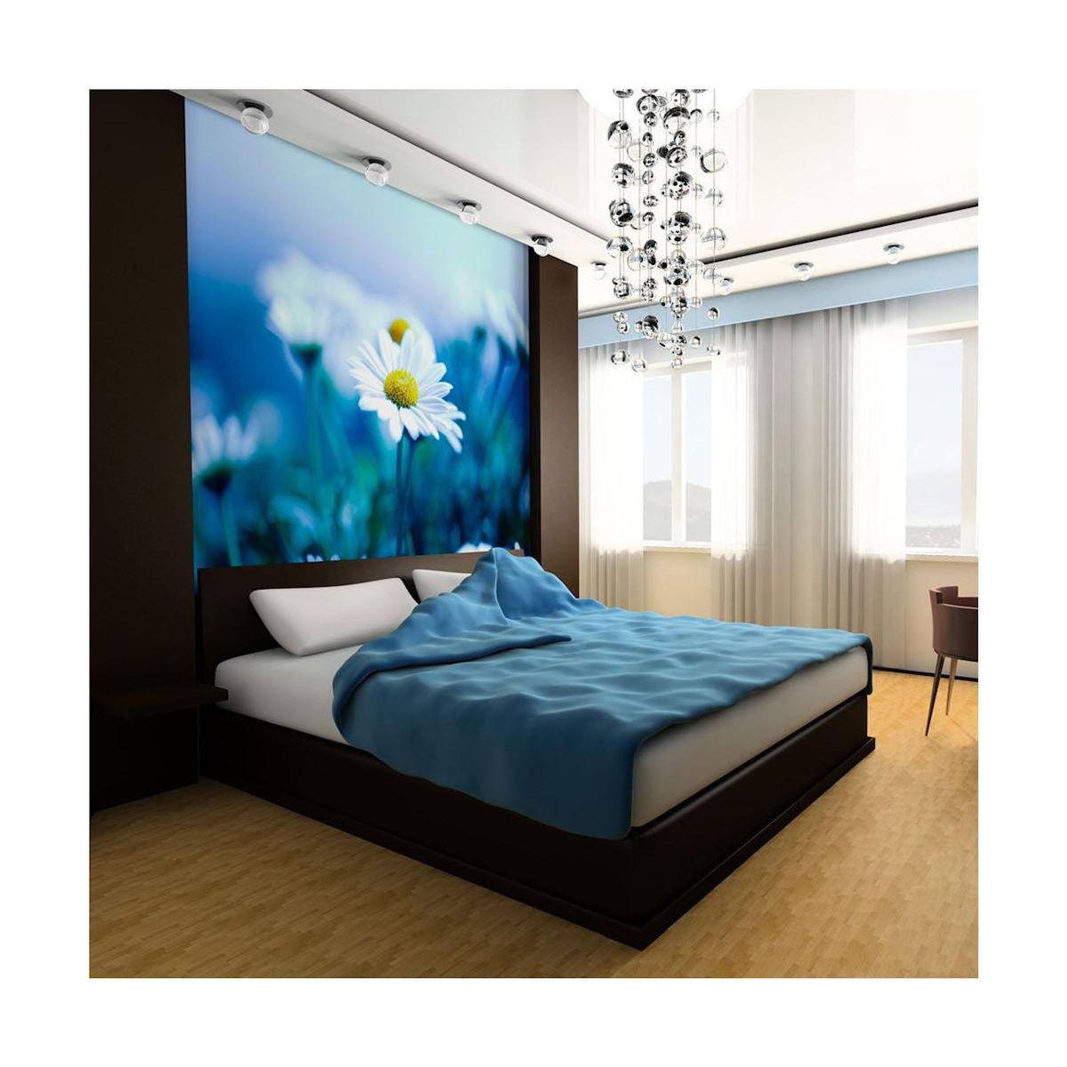 Paris Prix Papier Peint  Marguerite sur une Prairie Bleue