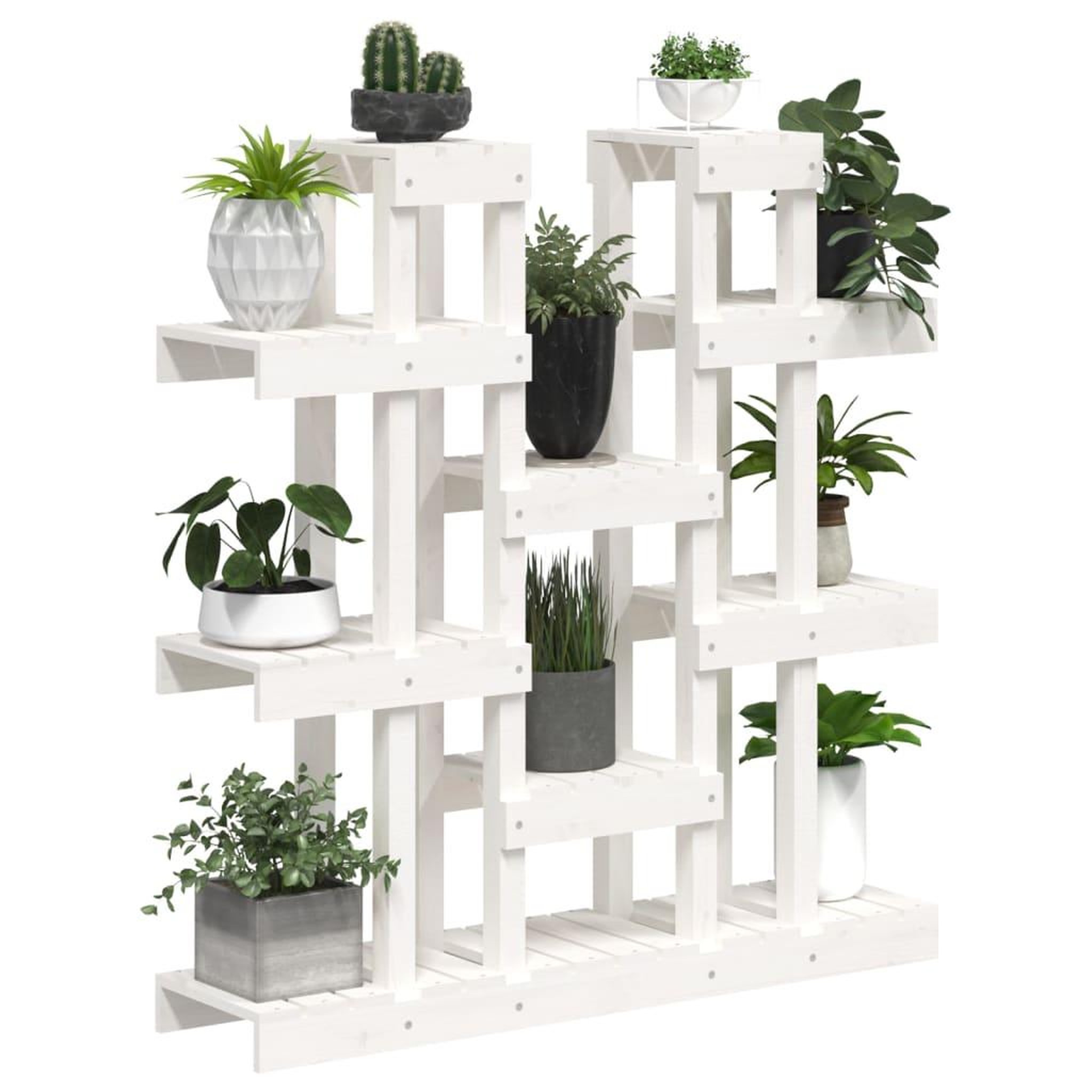 Voir la diapositive 4 : VIDAXL Support a plantes Blanc 104,5x25x109,5 cm Bois massif de pin