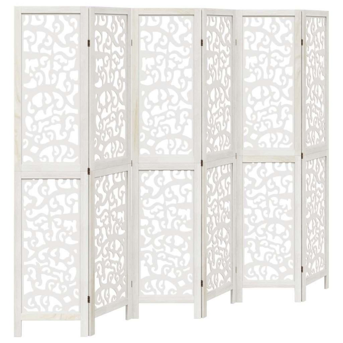 VIDAXL Cloison de separation 6 panneaux blanc bois de paulownia massif