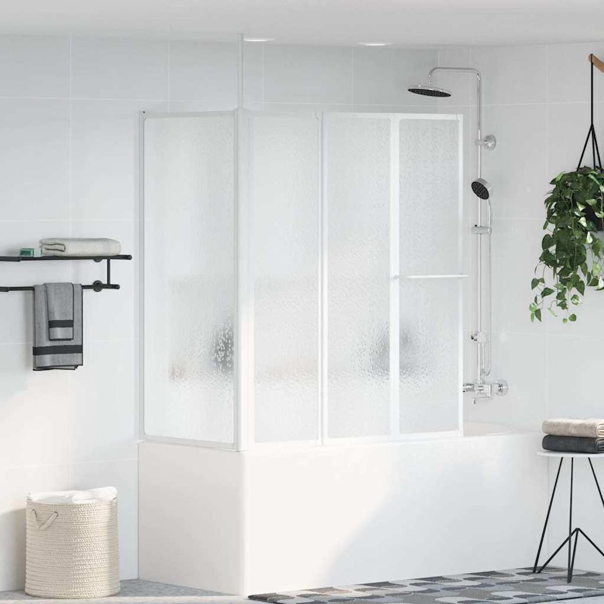 VIDAXL Pare baignoire en L 70x120x137 cm 4 panneaux pliables