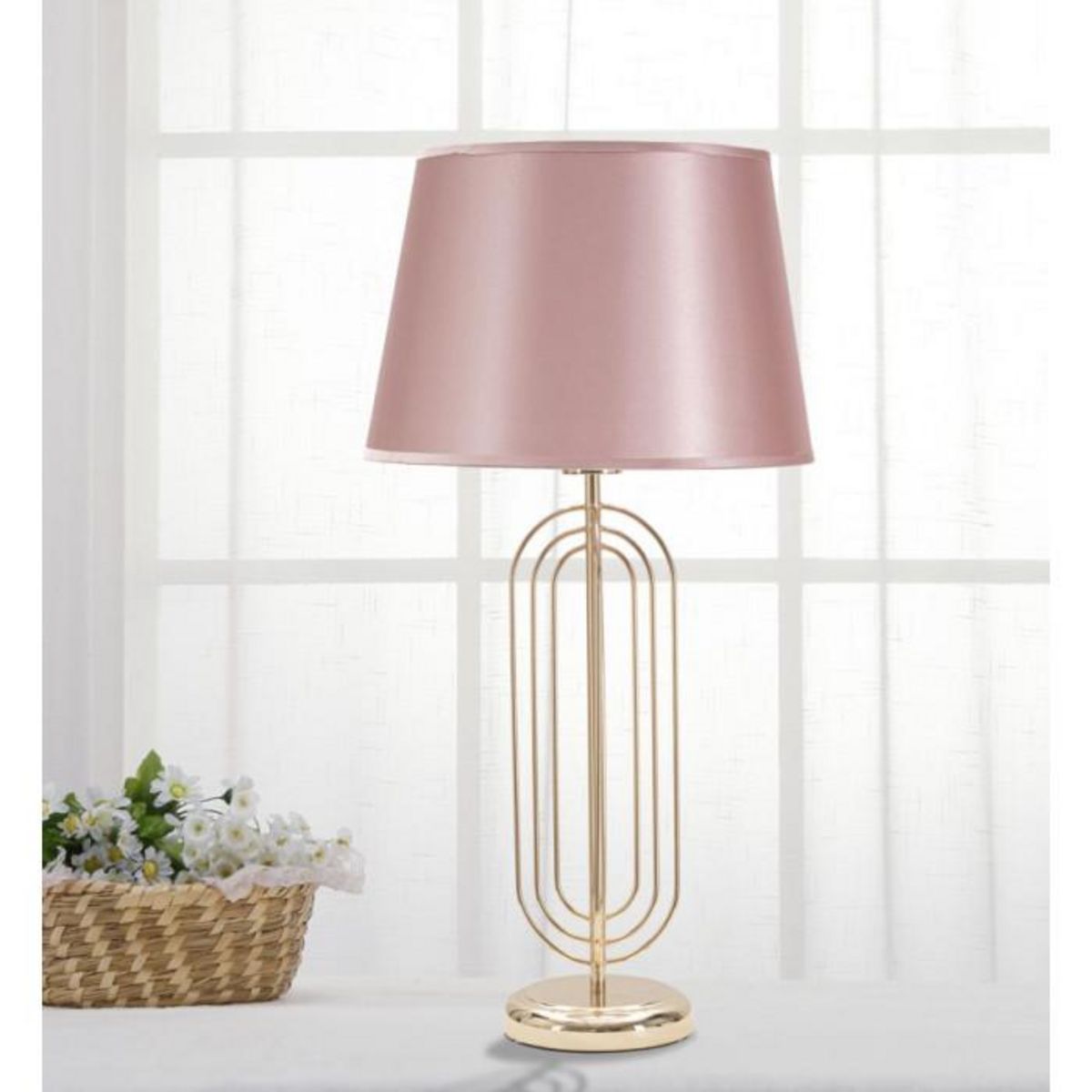 Paris Prix Lampe à Poser Design en Métal  Krista  64cm Rose & Or
