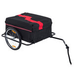 HOMCOM Remorque de transport velo cargo pliable charge max.60kg avec 4 reflecteurs et housse amovible rouge noir