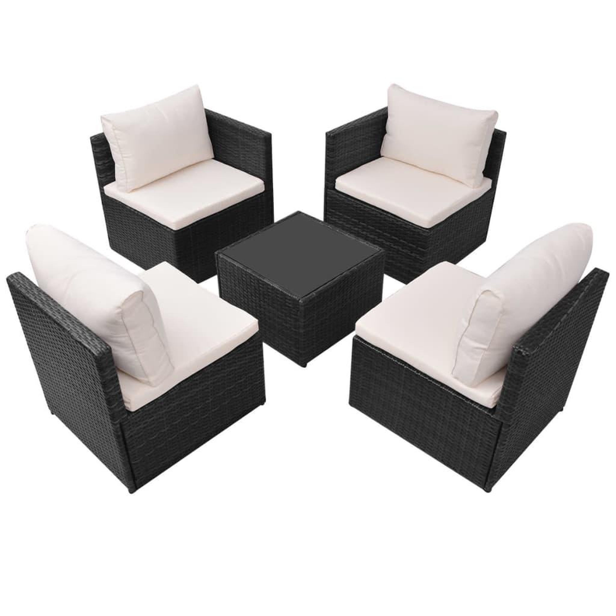 Voir la diapositive 4 : VIDAXL Salon de jardin 5 pcs avec coussins resine tressee noir