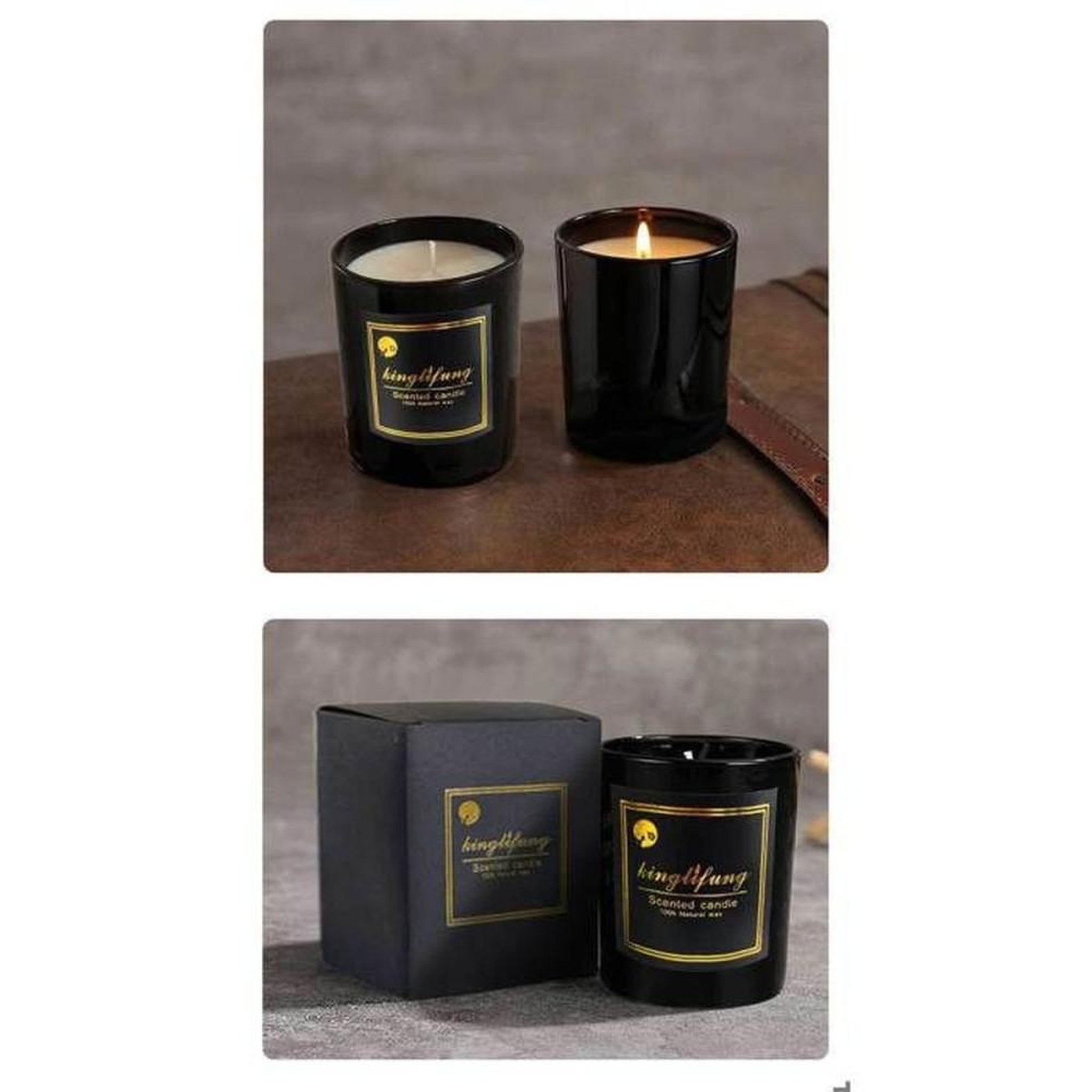 Voir la diapositive 5 : Bougie parfumée cire de soja 100% Tubéreuse & Angélique pot verre noir mèche en coton 160 g, brûle 30–45 h