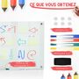 Voir la diapositive 5 : VINSETTO Tableau magnétique en verre dim. 90L x 60l cm - gouttière alu, matériel de fixation et accessoires inclus - blanc mat