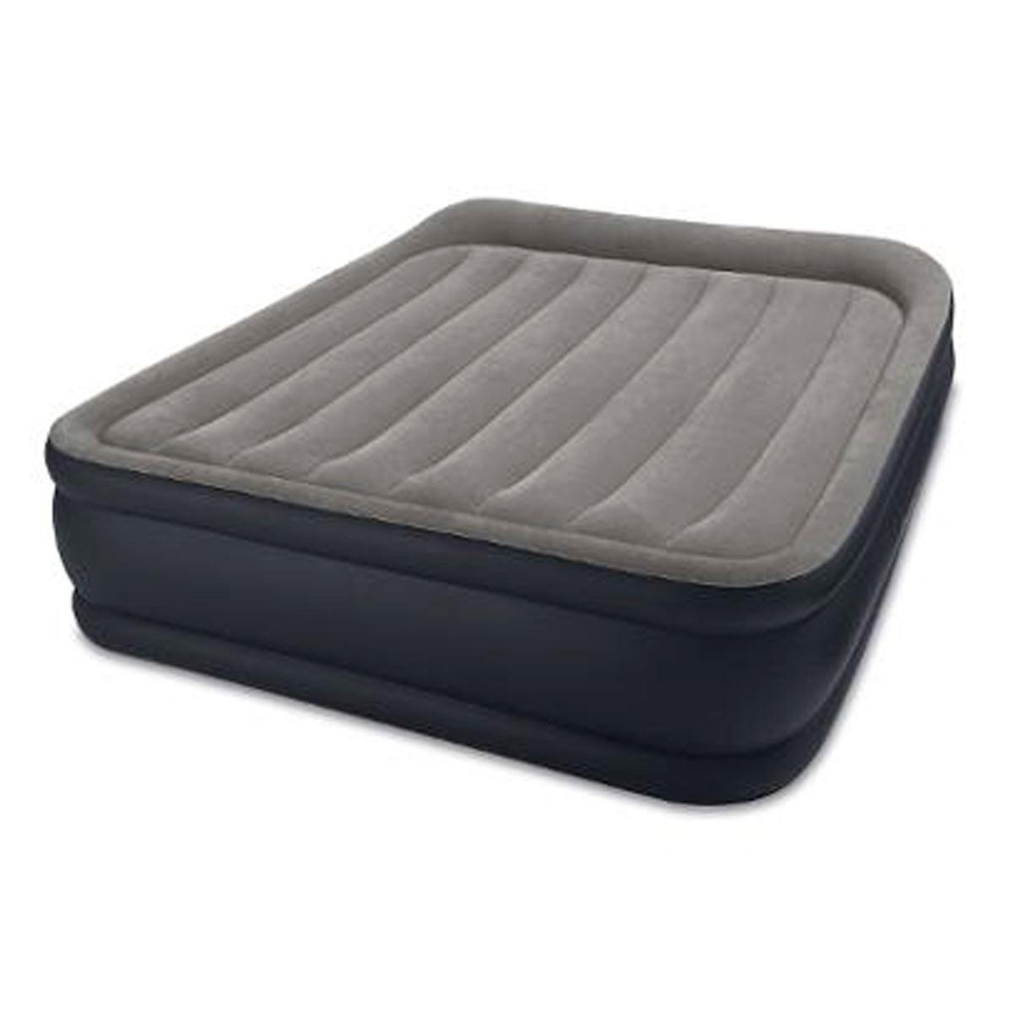 INTEX Matelas gonflable électrique 2 places  fibertech luxe  gris