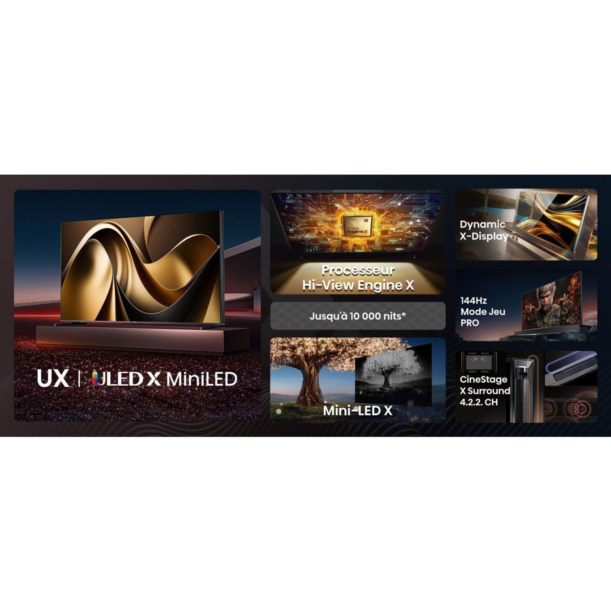 Voir la diapositive 2 : Hisense TV QLED 110UXNQ (280cm)