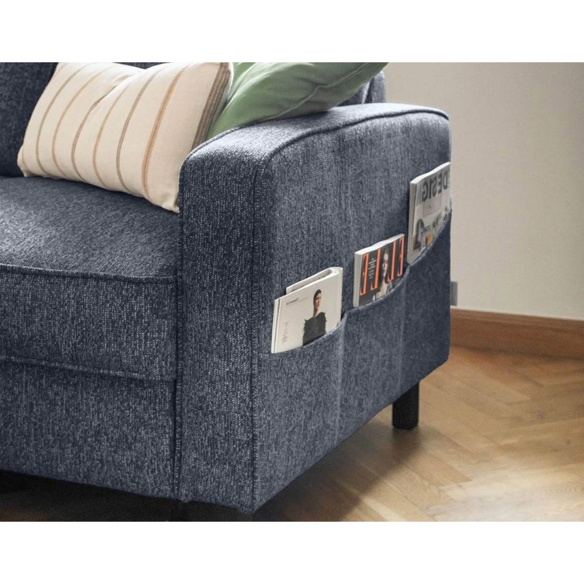 BEST MOBILIER Molly - canapé d'angle gauche 4 places convertible avec coffre en tissu