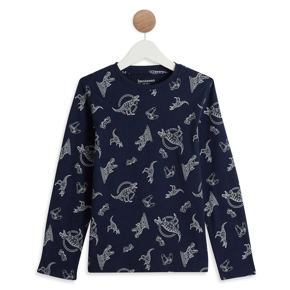 INEXTENSO T-shirt manches longues bleu marine garçon en coton 