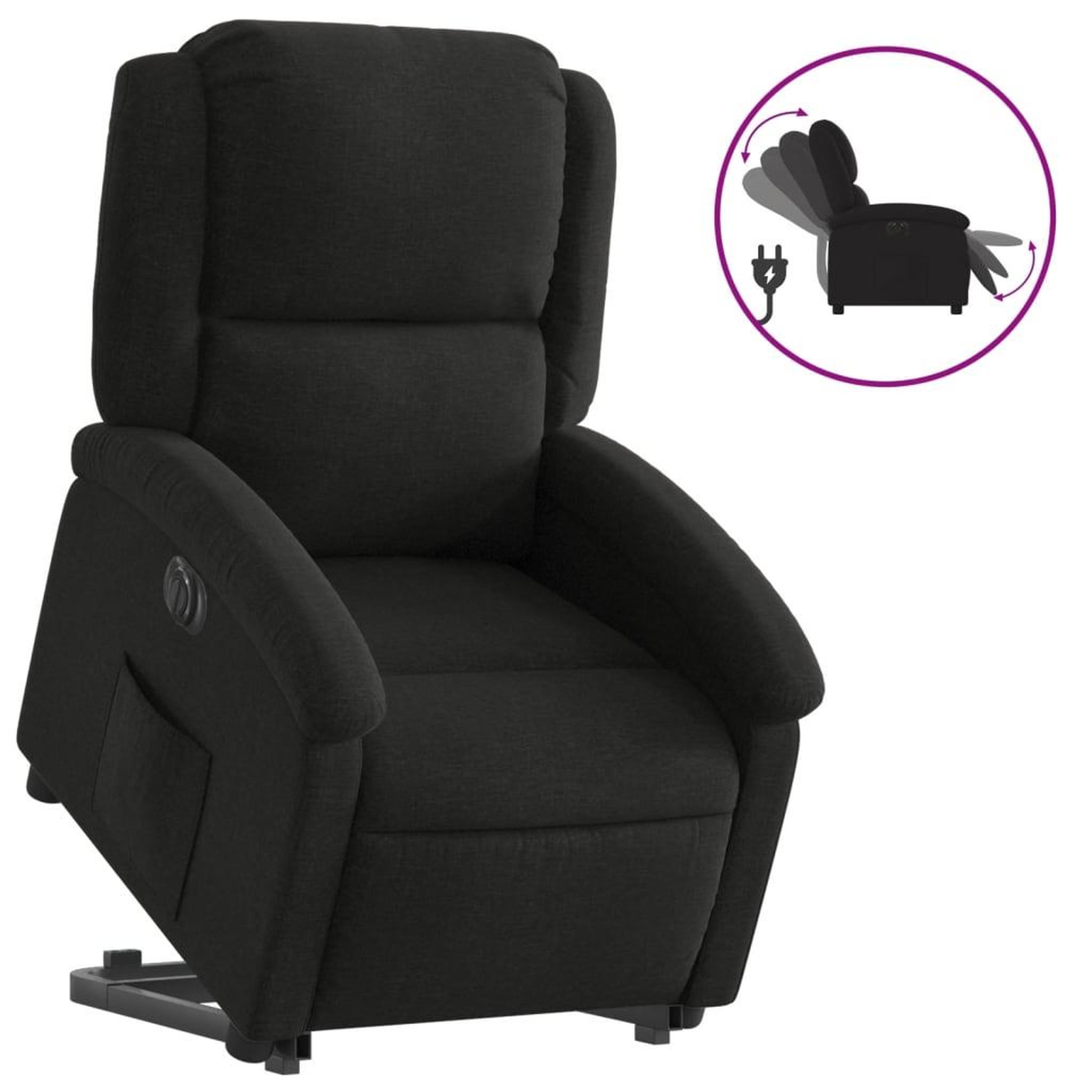 Voir la diapositive 2 : VIDAXL Fauteuil inclinable electrique noir tissu