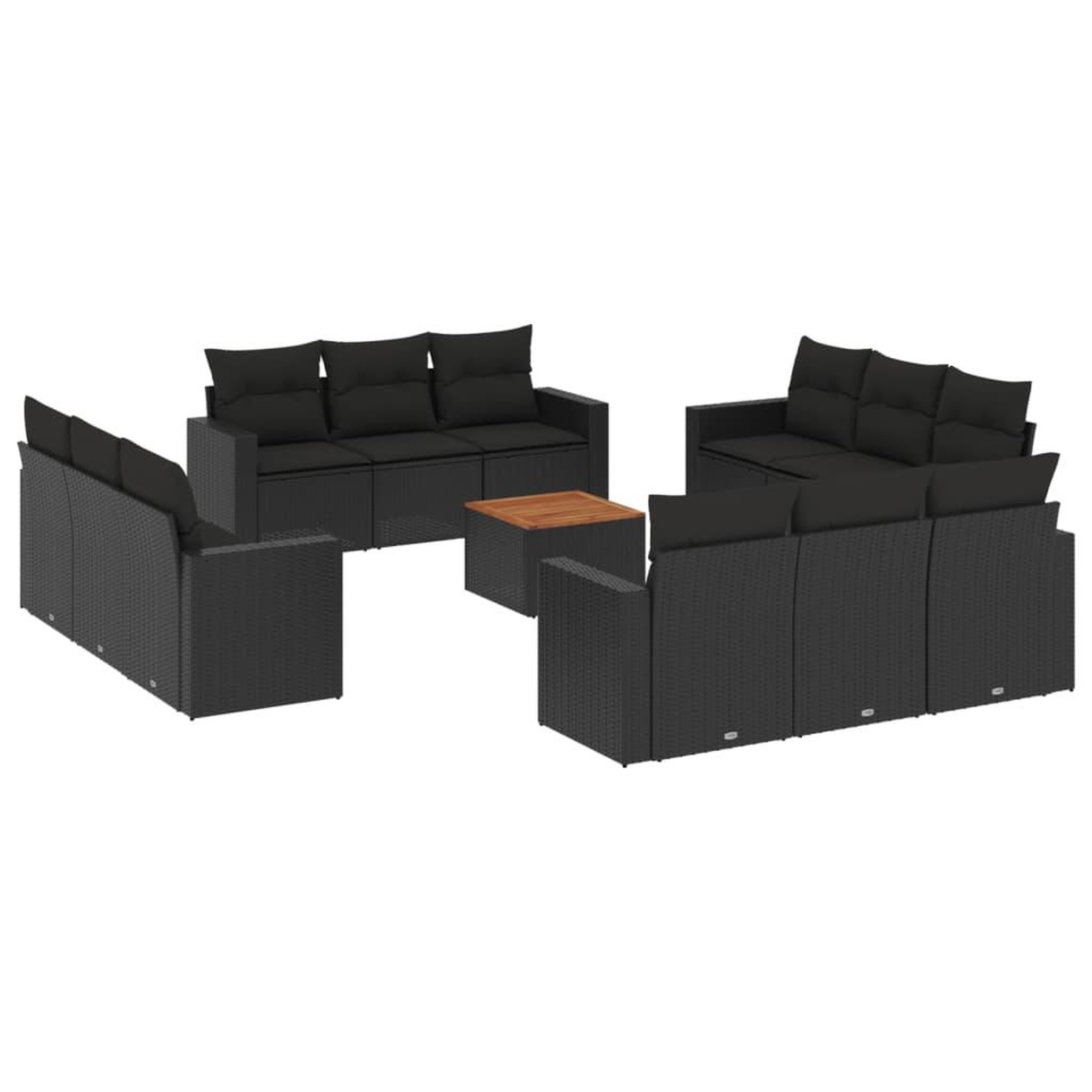 Voir la diapositive 2 : VIDAXL Salon de jardin avec coussins 13 pcs noir resine tressee