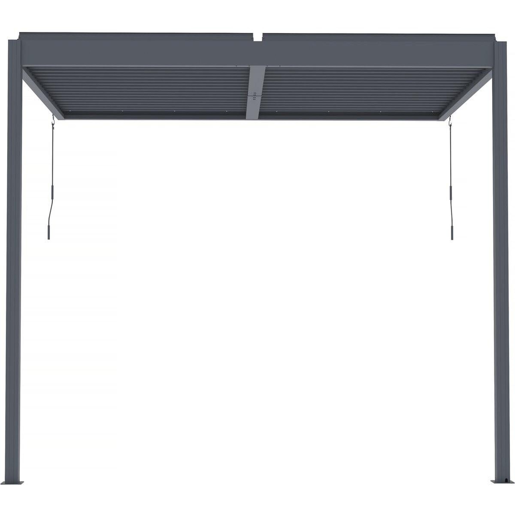 Habitat et Jardin Pergola bioclimatique adossée avec led  windsor  - 3 x 4 m - anthracite