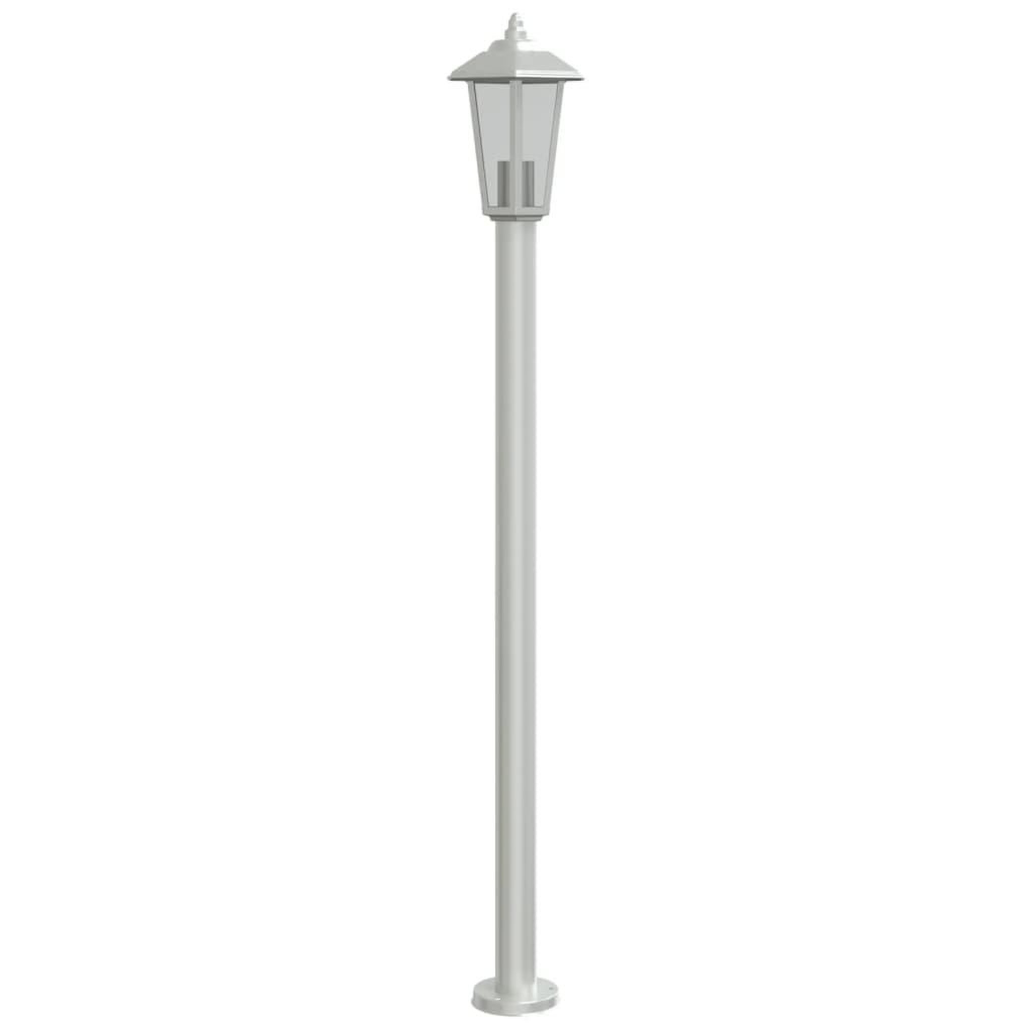 Voir la diapositive 2 : VIDAXL Lampadaire d'exterieur argente 120 cm acier inoxydable