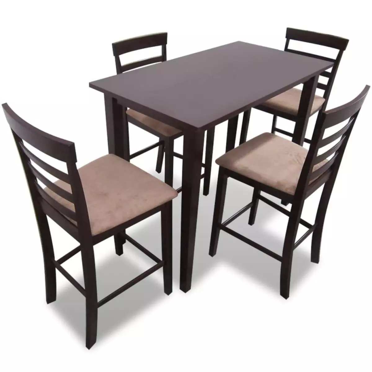 VIDAXL Set table et 4 chaises de bar en bois coloris marron