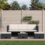 VIDAXL Salon de jardin 4 pcs avec coussins Resine tressee Noir