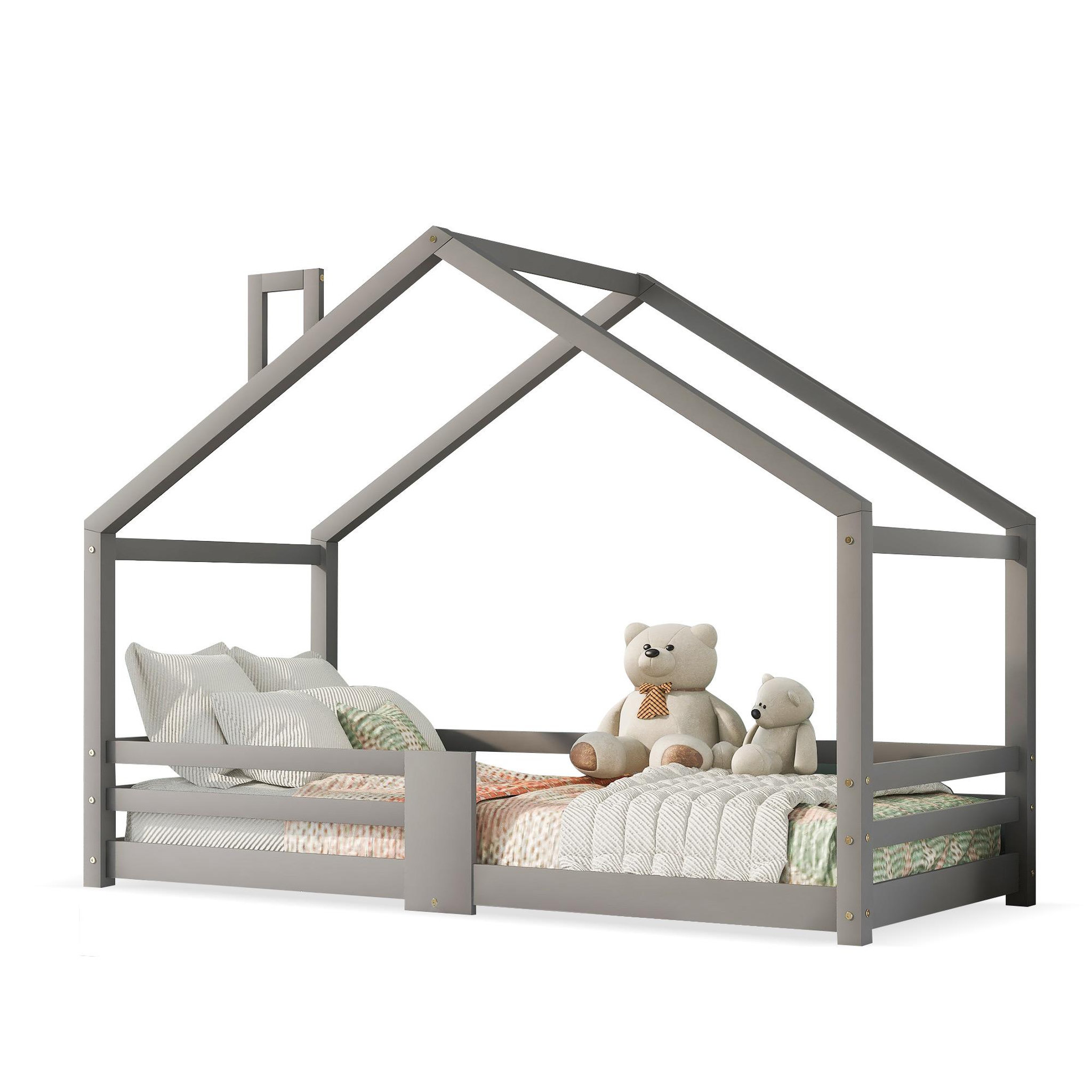 Voir la diapositive 1 : MERAX Lit cabane enfant 90 x 200 cm avec sommier
