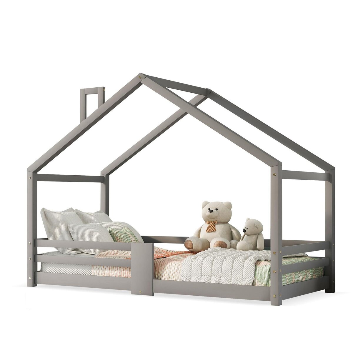 MERAX Lit cabane enfant 90 x 200 cm avec sommier