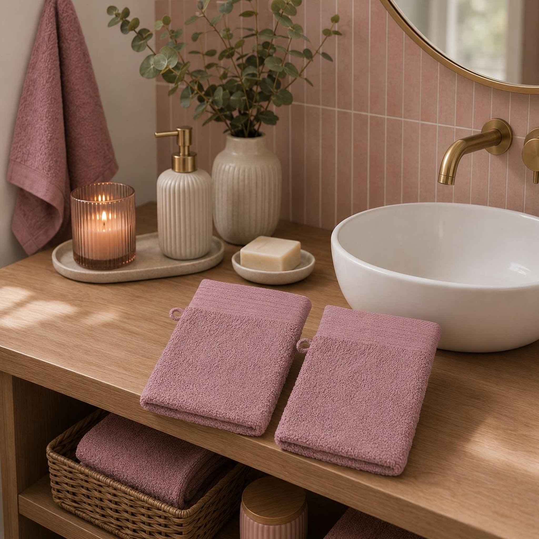 Voir la diapositive 4 : Eden Lot de 2 gants de toilette lilas