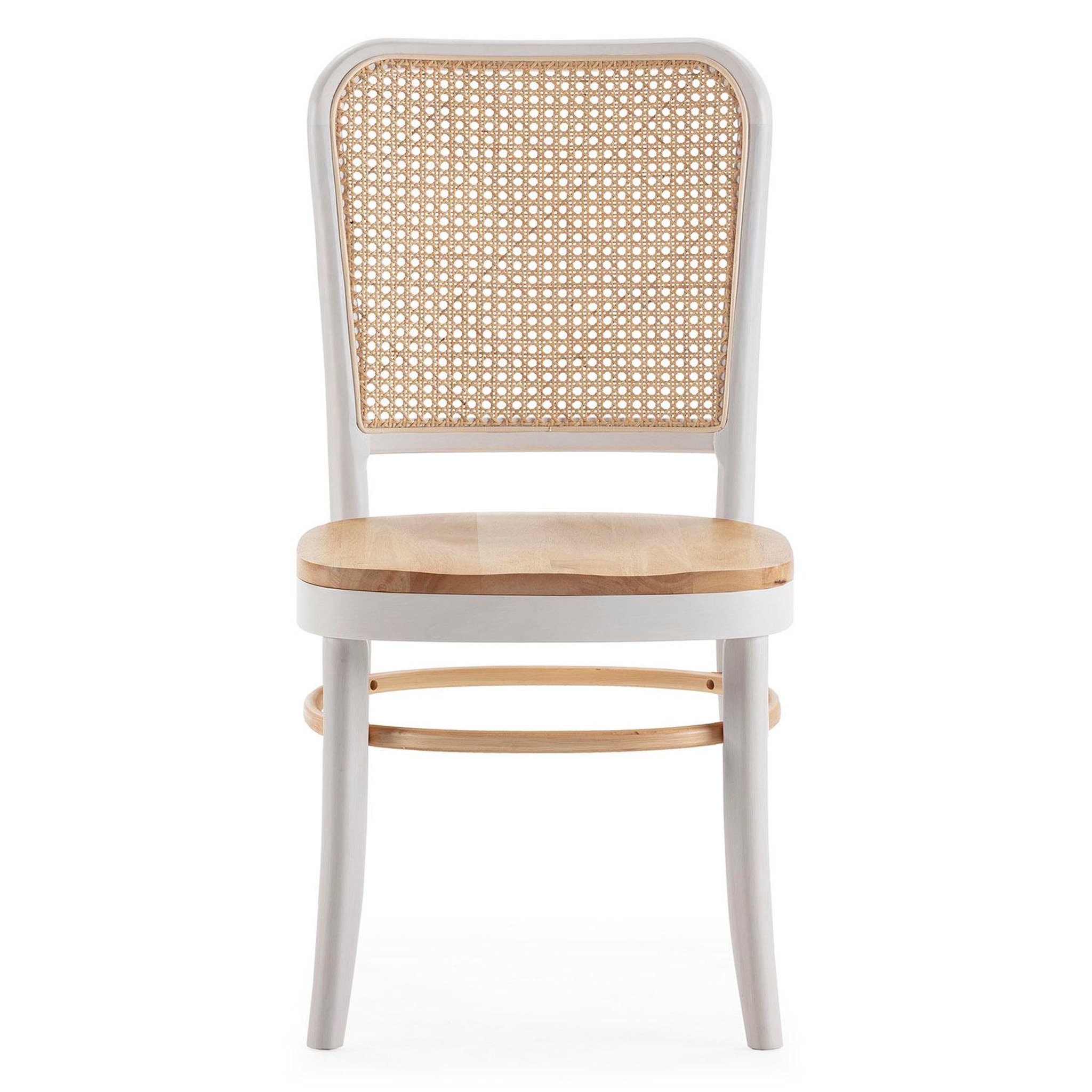 Voir la diapositive 3 : VS VENTA-STOCK Pack de 2 chaises Vesta Couleur Blanc/chêne, Bois Massif et Rotin naturel