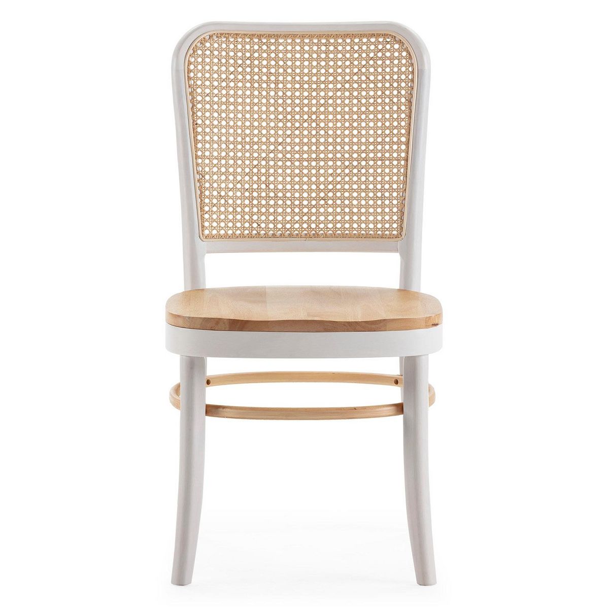 VS VENTA-STOCK Pack de 2 chaises Vesta Couleur Blanc/chêne, Bois Massif et Rotin naturel